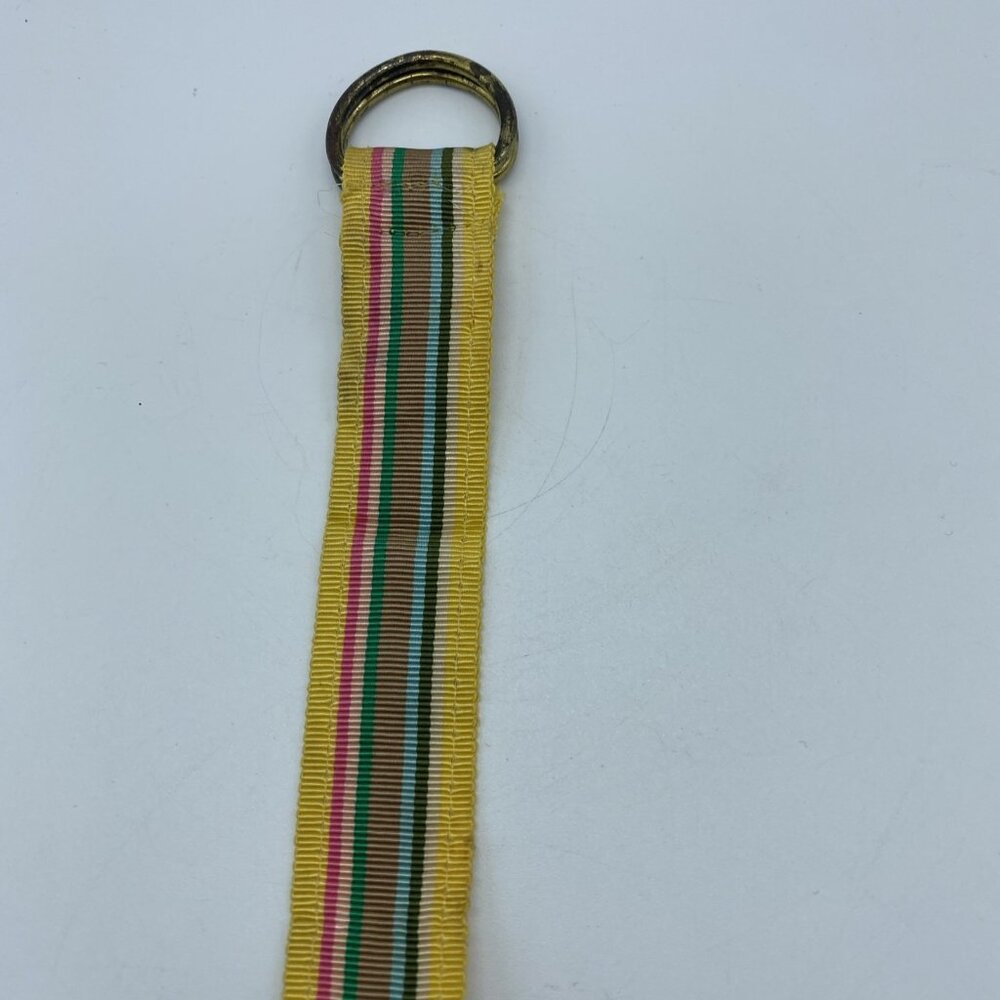 Unbranded Yellow Multicolor Striped D-Ring Belt Women's Size M End to End 31.5" - Picture 4 of 11